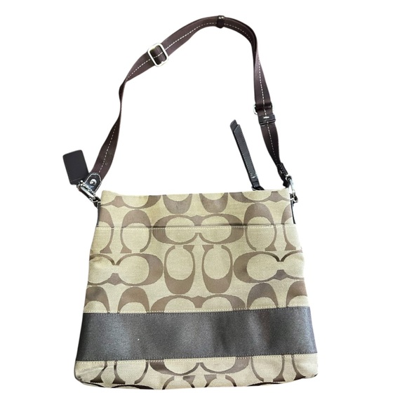 Coach Signature Crossbody Shoulder Handbag Purse Brown - Picture 3 of 12